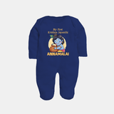 My First Krishna Janmashtami Sweet Krishna Celebration Print Fullbody suit - NAVY BLUE - New Born (Chest 7.5")