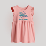 My First Janmashtami Peacock Feather Krishna Print Baby Frock - BABY PINK - 0 - 3 Months Old (Chest 17")