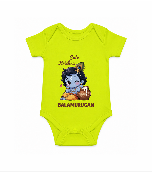 Cute Krishna Makhan Matki Print Romper