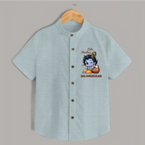 Cute Krishna Makhan Matki Print Shirt - ARCTIC BLUE - 0 - 6 Months Old (Chest 23")