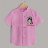 Cute Krishna Makhan Matki Print Shirt - BABY PINK - 0 - 6 Months Old (Chest 23")