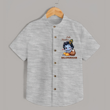 Cute Krishna Makhan Matki Print Shirt - GREY - 0 - 6 Months Old (Chest 23")