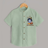 Cute Krishna Makhan Matki Print Shirt - MINT GREEN - 0 - 6 Months Old (Chest 23")