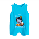 Cute Krishna Makhan Matki Print Button Romper