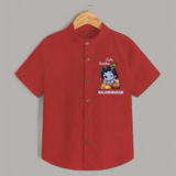 Cute Krishna Makhan Matki Print Shirt - RED - 0 - 6 Months Old (Chest 23")