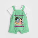 Krishna Radha Friendship Love Print Dungaree - GREEN - 0 - 5 Months Old (Chest 18")