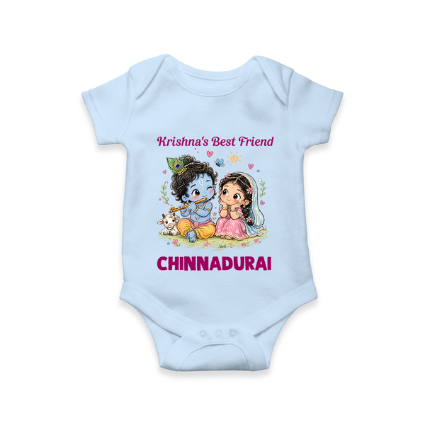 Krishna Radha Friendship Love Print Romper - BABY BLUE - New Born (Chest 14")