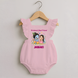 Krishna Radha Friendship Love Print Romper Frock - BABY PINK - 0 - 3 Months Old (Chest 19")