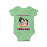 Krishna Radha Friendship Love Print Romper - GREEN - New Born (Chest 14")