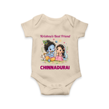 Krishna Radha Friendship Love Print Romper - IVORY - New Born (Chest 14")