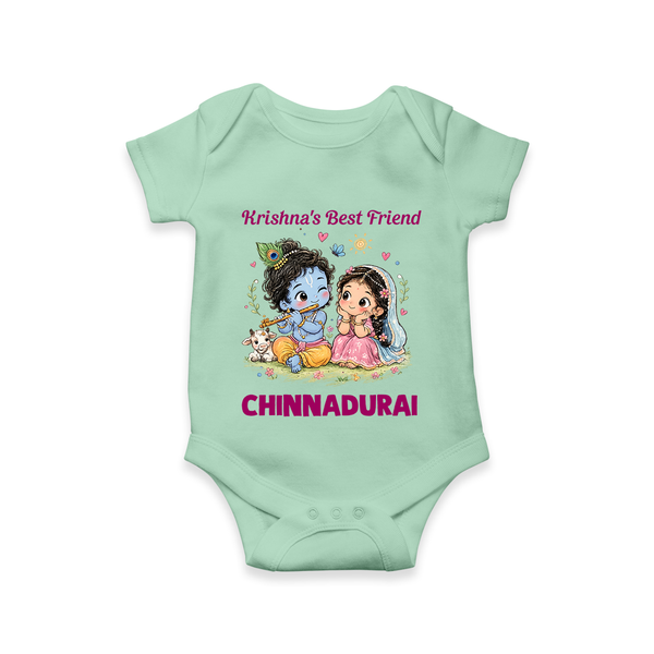 Krishna Radha Friendship Love Print Romper - MINT GREEN - New Born (Chest 14")