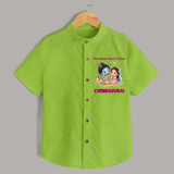 Krishna Radha Friendship Love Print Shirt - LIME GREEN - 0 - 6 Months Old (Chest 23")