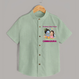 Krishna Radha Friendship Love Print Shirt - MINT GREEN - 0 - 6 Months Old (Chest 23")