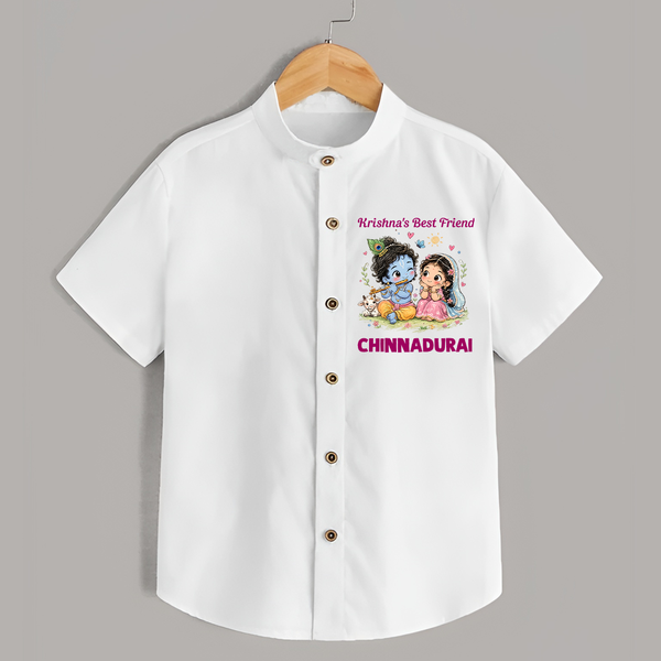 Krishna Radha Friendship Love Print Shirt - WHITE - 0 - 6 Months Old (Chest 23")