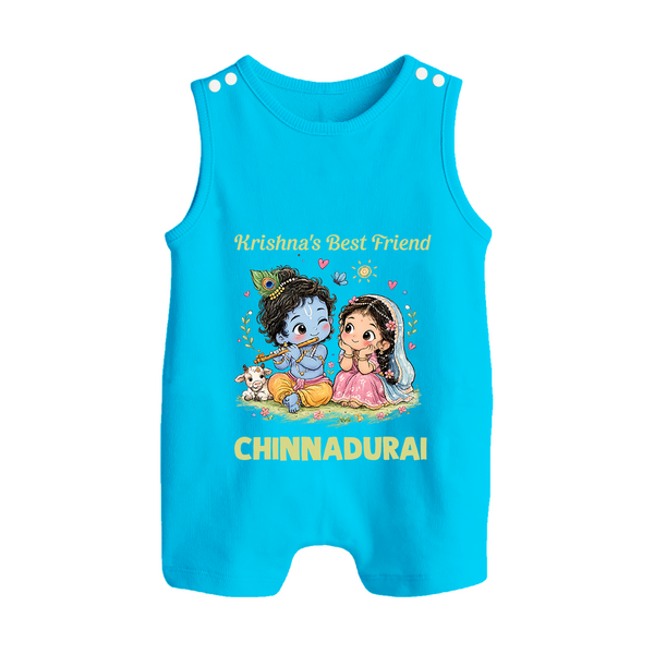 Krishna Radha Friendship Love Print Button Romper