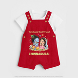 Krishna Radha Friendship Love Print Dungaree - RED - 0 - 5 Months Old (Chest 18")