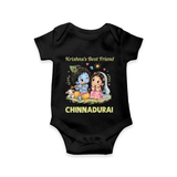 Krishna Radha Friendship Love Print Romper - BLACK - New Born (Chest 14")