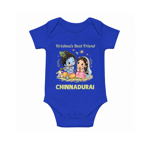 Krishna Radha Friendship Love Print Romper - COBALT BLUE - New Born (Chest 14")