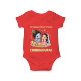 Krishna Radha Friendship Love Print Romper - RED - New Born (Chest 14")