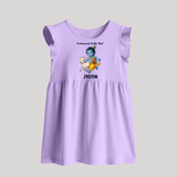 Professional Makhan Chor Krishna Print Baby Frock - LILAC - 0 - 3 Months Old (Chest 17")