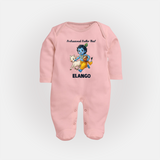 Professional Makhan Chor Krishna Print Fullbody suit - BABY PINK - New Born (Chest 7.5")