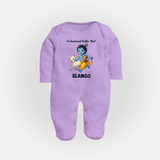 Professional Makhan Chor Krishna Print Fullbody suit - LILAC - New Born (Chest 7.5")