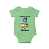 Professional Makhan Chor Krishna Print Romper - GREEN - New Born (Chest 14")