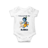 Professional Makhan Chor Krishna Print Romper - WHITE - New Born (Chest 14")