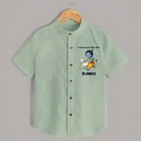 Professional Makhan Chor Krishna Print Shirt - MINT GREEN - 0 - 6 Months Old (Chest 23")