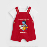 Professional Makhan Chor Krishna Print Dungaree - RED - 0 - 5 Months Old (Chest 18")