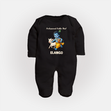 Professional Makhan Chor Krishna Print Fullbody suit - BLACK - New Born (Chest 7.5")