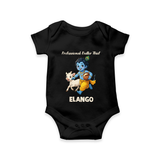 Professional Makhan Chor Krishna Print Romper - BLACK - New Born (Chest 14")