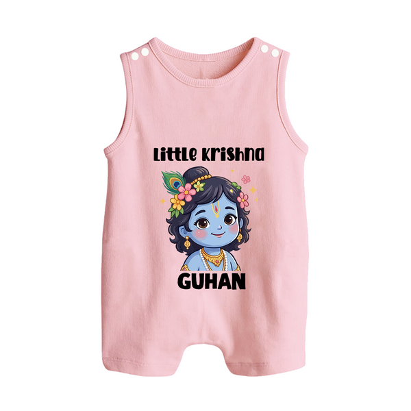 Little Krishna Floral Crown Print Button Romper - BABY PINK - New Born (Chest 18")