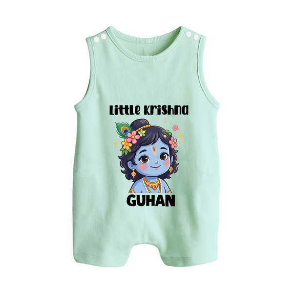 Little Krishna Floral Crown Print Button Romper - MINT GREEN - New Born (Chest 18")