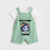 Little Krishna Floral Crown Print Dungaree - MINT GREEN - 0 - 5 Months Old (Chest 18")