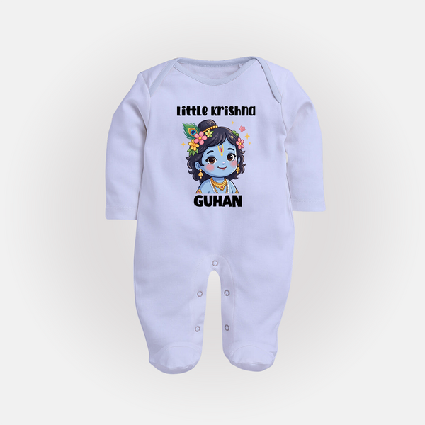 Little Krishna Floral Crown Print Fullbody suit - BABY BLUE - New Born (Chest 7.5")