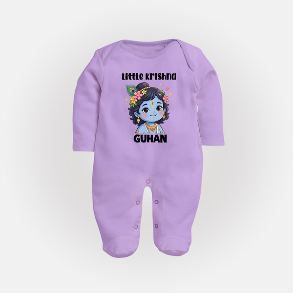 Little Krishna Floral Crown Print Fullbody suit - LILAC - New Born (Chest 7.5")