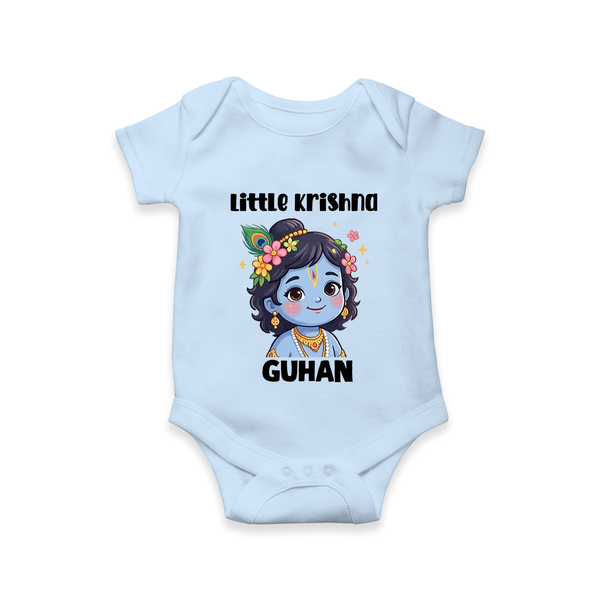 Little Krishna Floral Crown Print Romper - BABY BLUE - New Born (Chest 14")