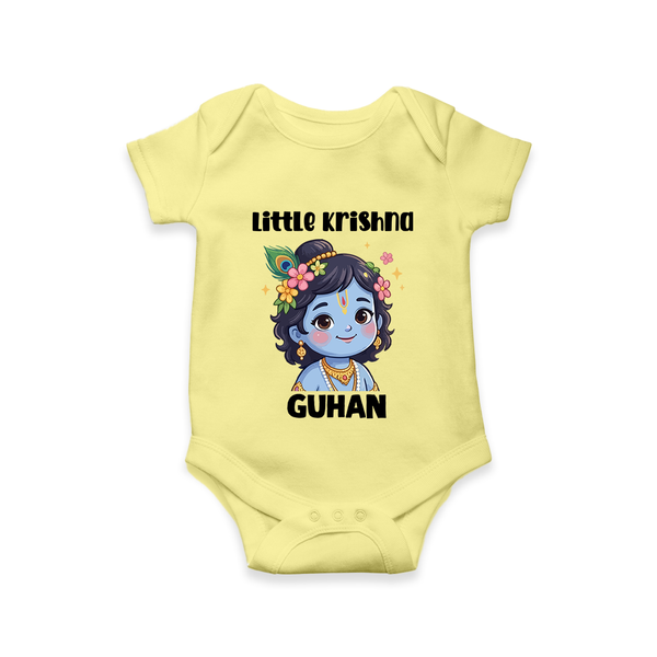 Little Krishna Floral Crown Print Romper - PASTEL YELLOW - New Born (Chest 14")