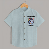 Little Krishna Floral Crown Print Shirt - ARCTIC BLUE - 0 - 6 Months Old (Chest 23")