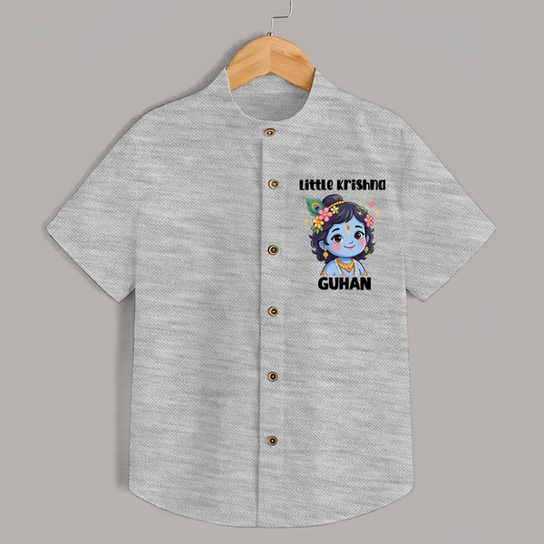 Little Krishna Floral Crown Print Shirt - GREY - 0 - 6 Months Old (Chest 23")