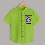 Little Krishna Floral Crown Print Shirt - LIME GREEN - 0 - 6 Months Old (Chest 23")