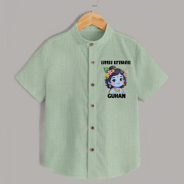 Little Krishna Floral Crown Print Shirt - MINT GREEN - 0 - 6 Months Old (Chest 23")