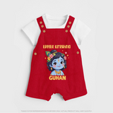 Little Krishna Floral Crown Print Dungaree - RED - 0 - 5 Months Old (Chest 18")