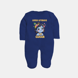 Little Krishna Floral Crown Print Fullbody suit - NAVY BLUE - New Born (Chest 7.5")