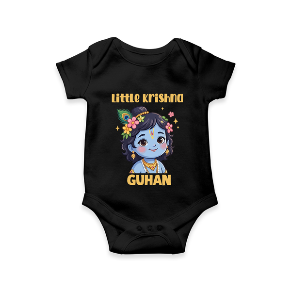 Little Krishna Floral Crown Print Romper - BLACK - New Born (Chest 14")