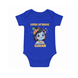 Little Krishna Floral Crown Print Romper - COBALT BLUE - New Born (Chest 14")