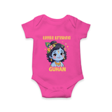 Little Krishna Floral Crown Print Romper - HOT PINK - New Born (Chest 14")