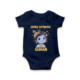 Little Krishna Floral Crown Print Romper - NAVY BLUE - New Born (Chest 14")