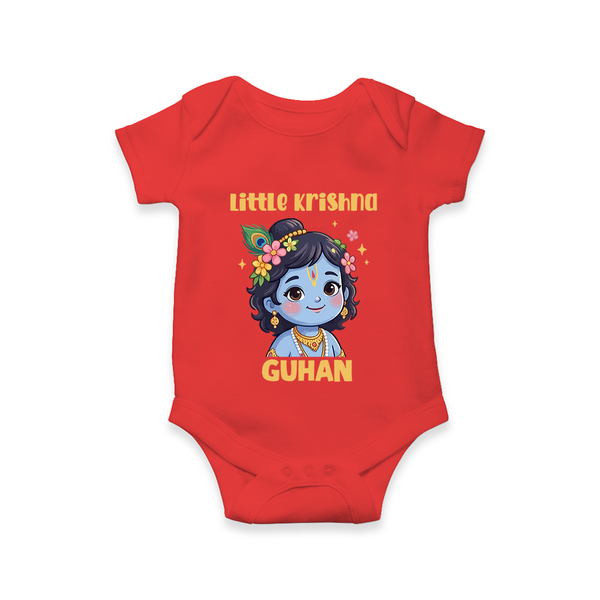 Little Krishna Floral Crown Print Romper - RED - New Born (Chest 14")